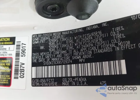 2008 Toyota Sienna Ce/Le from USA, damaged, VIN 5TDZK23CX8S129374